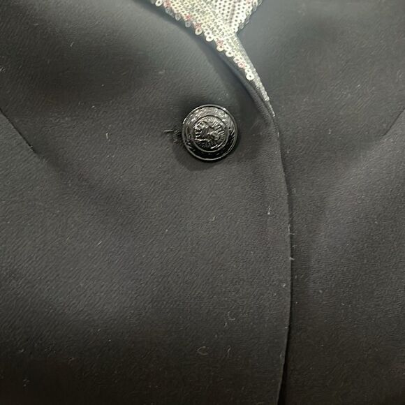 L' AGENCE 'Clementine' Sequin Lapel Ponte Blazer, Black/Silver 00 $850 - Picture 12 of 13
